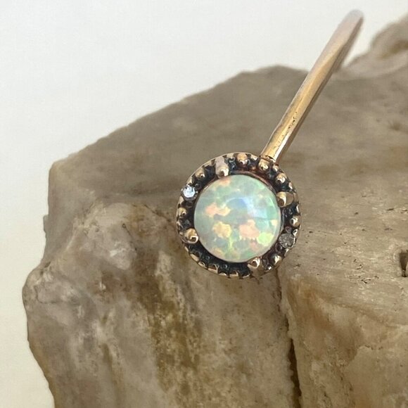 Gold Vermeil Sterling Silver Dainty Black White Opal Diamond Cuff Bracelet 6.25" - Picture 7 of 16